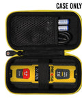 Protection Carry Case For Dual Laser Distance Meter Hella Rugged Cover For Prexiso 230Ft Rechargeable Tool USB C hub, black and yellow, showing inner storage.