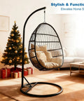 Beefy Heavy Duty Hammock Chair Stand Steel Frame Supports Up To 330 Lbs For Egg Chair Indoor Use In Living Room With Christmas Decor