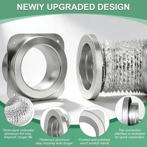 Magnetic Dryer Vent Connector Kit With Airtight Seal, No Mess Quick Connect For 4 Inch Duct, showing aluminum construction