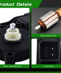 Front Driver Side Power Window Motor Replacement for Mustang 2015 2020, direct fit 7-pin plug, rotor and gear details