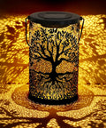 Outdoor Solar Lantern With Waterproof Build Hang Or Stand Light For Balcony Patio And Garden Decor casting tree pattern shadows