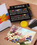 Complete Acrylic Paint Set For Newbies And Pros With 24 Vivid Colors, Two 8x10 Canvas Panels, 10 Brushes, Palette, Knife, Sponges