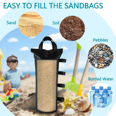 Heavy Duty Sand Bags for Canopy Legs with fill options: sand, soil, pebbles, bottled water, durable 800D Oxford fabric