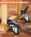 Heavy Duty Retractable Workbench Casters Kit 720 Lb Capacity Side Mounted Wheels For Mobile Benches Tables And Machines, foot pedal lift