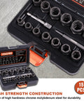 15 Piece Heavy Duty Bolt Extractor Set For Impact Three Eighth Inch Drive Remover Socket Tool Kit For Stripped Damaged Bolts Nuts Screws Removes Frozen Rusted Rounded Off Studs Chromium Molybdenum Steel Construction By YEKEPRO in an open case