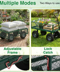Heavy Duty 500 Lb Capacity Mesh Steel Garden Cart Folding Utility Wagon With Removable Sides loaded with garden items