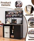 Mini Fridge Cabinet With Storage And Power Outlet Coffee Bar Cabinet With Space For A Mini Fridge And Microwave Shelf Liquor And Wine Bar Storage Go To Beverage Station For Kitchen Dorm Or Living Room in black with open shelves and appliances.