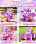 Glowing Crystal Wing Unicorn RC Car For Girls Pink Remote Control Stunt Car With 360 Degree Rotation Eye Lights Rainbow Petal