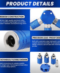 Blue 3 Way 1/4 Inch NPT Air Compressor Manifold with Quick Connect Fittings and Three Couplers
