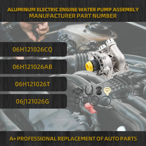 Drop Dead Reliable Electric Inverter Coolant Pump For Audi A3 A4 A5 A6 Q5 And VW Jetta, aluminum water pump assembly with parts.