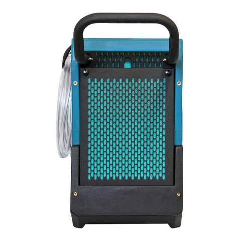 Back view of Badass Medium Air Mover And Pro Carpet Dryer Featuring Built In Timer With Outlet Sockets for moisture removal.