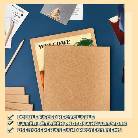110 Pack 11 x 8.5 Inch Corrugated Cardboard Sheets for Shipping and Crafting displayed with papers and pencil