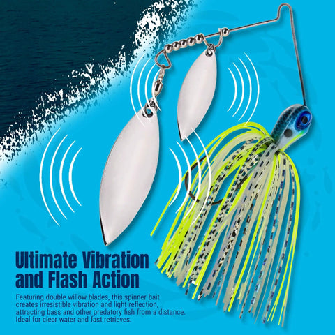 Spinner Bait Lure Half Ounce Tennessee Shad 3 Pack For Bass Trout Pike Salmon Walleye Durable Lead With Double Willow Blades