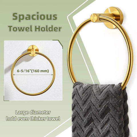 Brushed Dark Gold Towel Ring For Bathroom Wall, Heavy Duty SUS 304 Stainless Steel Hand Towel Holder with towel