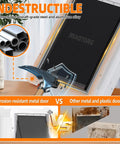 Tough Grade Aluminum Wall Mount Dog Door For Extra Large Dogs And Working Breeds Up To Two Hundred Twenty Pounds Featuring Cozy Flap and Nifty Sliding Lock Panel For Brick Homes, showing durability comparison.