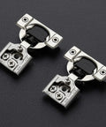 Two satin-nickel concealed cabinet hinges with soft-close

