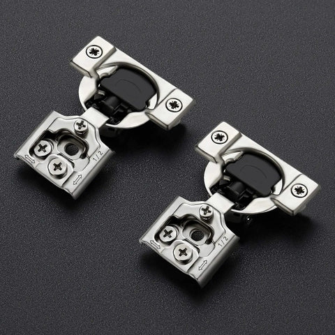 Two 20 Pack 10 Pair Half Inch Overlay Soft Close Kitchen Cabinet Hinges Stainless Steel Adjustable Satin Nickel Finish