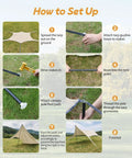 How to set up Big Camping Tarp Canopy With Poles 14.8 By 9.8 Feet Waterproof Tent Shelter step-by-step guide