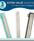 Set Of 3 Flat Hole Punch For Binder With Portable Ruler Easy To Use 3 Ring Binder Punch And Ruler Combo Assorted Colors For School Or Office