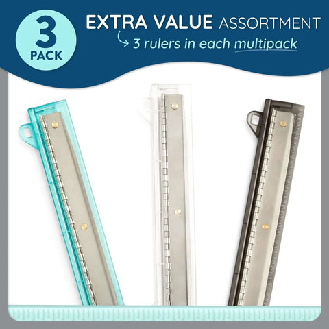 Set Of 3 Flat Hole Punch For Binder With Portable Ruler Easy To Use 3 Ring Binder Punch And Ruler Combo Assorted Colors For School Or Office