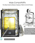 3D Printer Enclosure With Ventilation Kit And LED Lighting For FDM DLP SLA LCD Printers 540mm By 640mm By 750mm Thermal Insulation