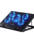 Side view of Whisper Quiet Laptop Cooling Pad With Five Fans For 12 To 17 Inch Laptops And Notebooks Beastly Cool Gaming Cooler Blue