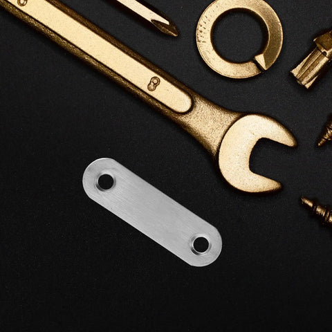 Heavy Duty Stainless Steel Flat Straight Bracket Connector With Two Holes For Wood Furniture Repair And Shelf Fixing Mending Joining Plate