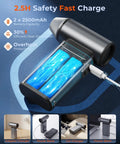 High Power Electric Air Duster With 150000 RPM Turbo Fan And 6 Adjustable Speeds showing battery and charging options