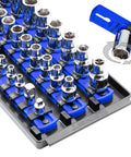 Socket Boss Multi Drive Organizer Tray With 13 Inch Rails Blue For Automotive Techs Pro Grade Socket Storage in use