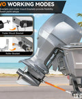 Heavy Duty Adjustable Boat Transom Saver Supports Up To 100 HP Outboard Motor With Five Step Adjustments mounted on boat.