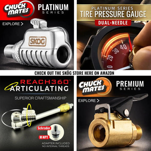 Pro Grade Quick Connect Tire Inflator Chuck Accessory Open Type Universal Valve Fit, with dual-needle pressure gauge