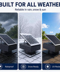 30W Solar Attic Fan With Remote Control And Thermostat For Roof Mount Adjustable Bracket To Catch Maximum Sunlight No Fuss Energy Saving Attic Vent Powered By A Monocrystalline Panel Quiet Cooling For Hot Days in rain, snow, and sun