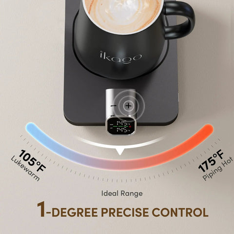 Smart Coffee Mug Warmer Set Keeps Your Brew Hot All Day With Real Time Temperature Readout Complete 15oz Ceramic Mug Lid And Spoon Auto Shut Off Desk Heating Warmer For Home Office A Great Gift For Men And Women with black mug and digital display