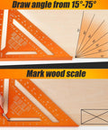 Pro Grade 12 Inch Carpenter Square And Rafter Square With Laser Etched Scale for marking angles and dimensions on wood.
