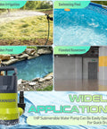 Heavy Hitter Submersible Sump Pump For Smooth Heavy Duty Water Draining Up To 5500 Gph And Thirty Five Feet Vertical Lift With Durable Corrosion Resistant Thermoplastic Housing for irrigation, pool, pond, and flooded areas.