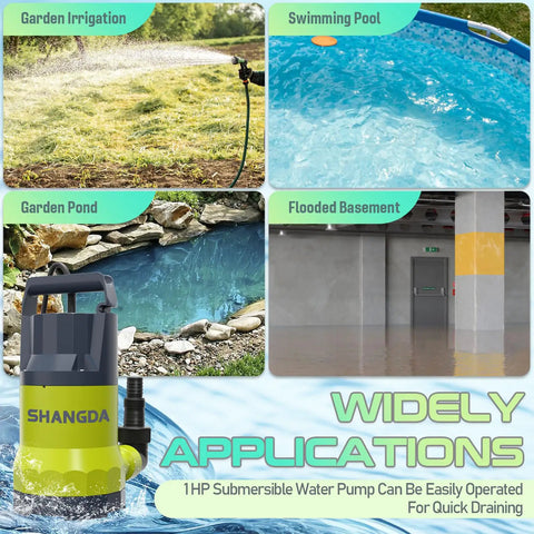 Heavy Hitter Submersible Sump Pump For Smooth Heavy Duty Water Draining Up To 5500 Gph And Thirty Five Feet Vertical Lift With Durable Corrosion Resistant Thermoplastic Housing for irrigation, pool, pond, and flooded areas.