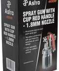 All Purpose Spray Gun With Cup Red Handle 1.8mm Nozzle Adjustable Wide Fan Pattern Dripless 1 Quart Cup Two Piece Build
