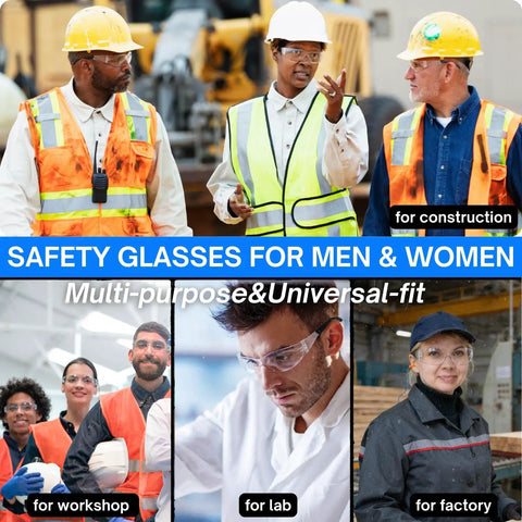 Heavy Duty Clear Safety Glasses 72 Pack Loaded With 72 Silicone Ear Plugs NRR 25DB ANSI Z87 1 Certified for construction and workshops.