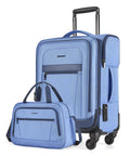 Carry On Luggage For Air Travel 20 Inch Softside Spinner Suitcase With Included Duffel Bag Flight Ready Lightweight Blue Airline Approved
