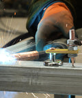 Two Piece Magnetic Welding Clamp Set With Big Suction Cups For Quick Grounding And Stable Holds in use on metal surface