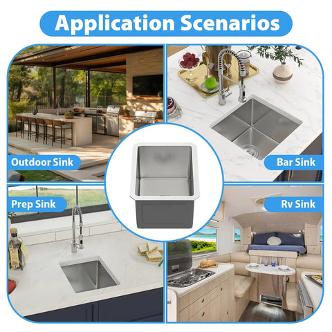 15 x 17 Inch Undermount Bar Sink In 16 Gauge T304 Stainless Steel, Single Bowl Wet Prep Kitchen Sink, application scenarios