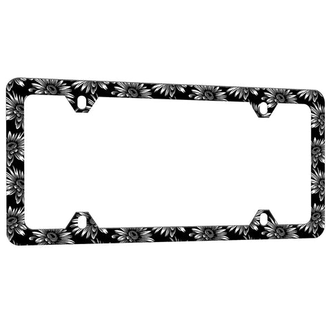 Floral Dope License Plate Frame Easy Install Stainless Steel Car Plate Holder With Screws 6x12 Inch 4 Holes Auto Accessory