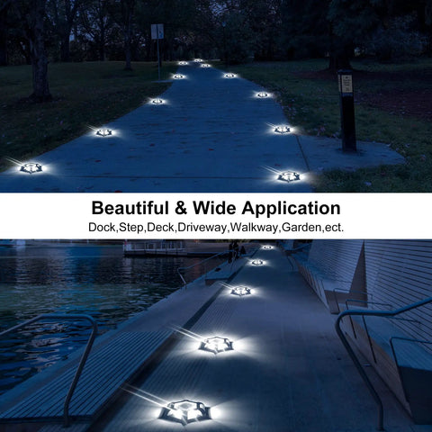Solar Dock Lights 8 Pack Waterproof Outdoor LED Aluminum Path Lights For Driveways And Gardens, Solar Powered, Installed View