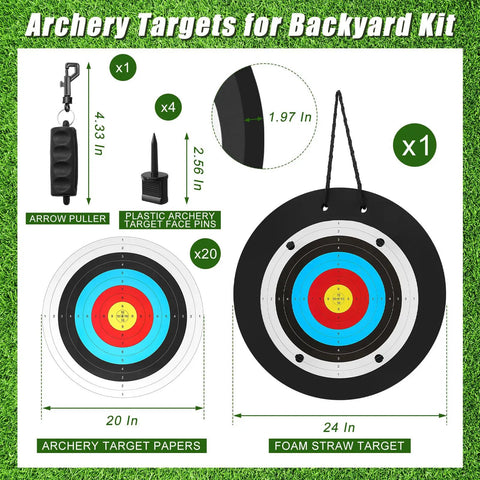Backyard Ready 24 Inch EVA Foam Archery Target Block With Pins For Easy Backyard Practice Includes 20 Paper Arrow Targets