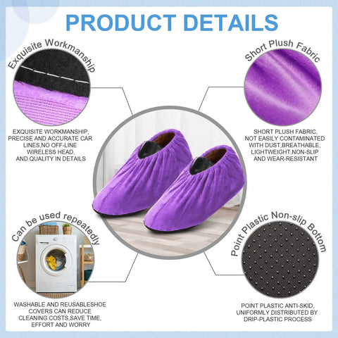 Product details for 11 Pairs Reusable Indoor Shoe Covers Non Slip Cloth Washable Thickened Bowling Shoe Covers For Men And Women