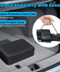 Rugged Nacs To Ccs1 Ev Charger Adapter For Hella Fast Dc Charging Plug inside a compact protective carry case in a trunk.