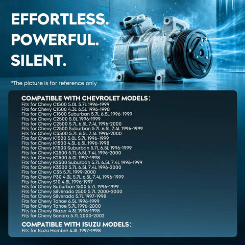 Oem Standard Heavy Duty Road Tough Ac Air Compressor With Clutch Delivers Badass Ice Cold Comfort For Chevy Blazer Escalade Suburban Pickup Trucks Always on display.