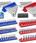 Magnetic Socket Organizer Set 8 Piece With Six Socket Trays And Two Wrench Racks displayed on a white background