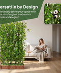 Ultra Private Bamboo Privacy Screen With Solid Wood Base Thick Faux Stalks And Panda Decor UV Resistant Tall Fake Plant Indoors