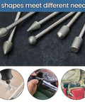 Close-up of Pro Grade Diamond Burr Set for Rotary Tool Grinding and Engraving, 36 Piece Diamond Mounted Bits in various shapes